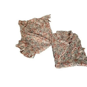 Cabernet Sleep Sense Sz XL Pink Roses Floral Satin Crop 2 Piece Pajama Set